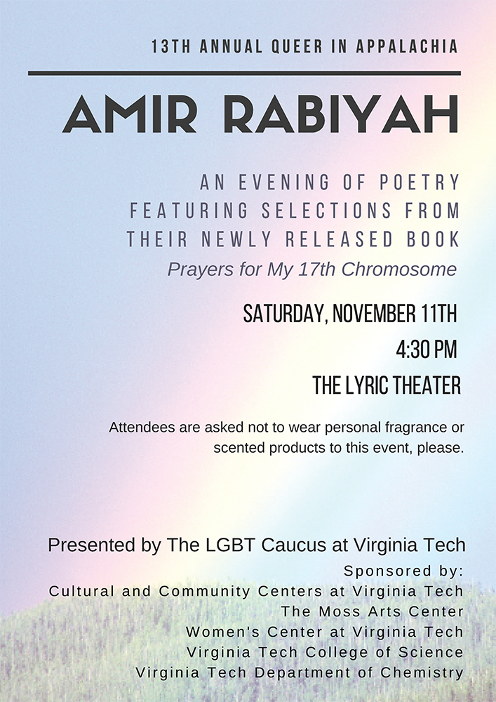 13th Annual Queer in Appalachia presents Amir Rabiyah Reading