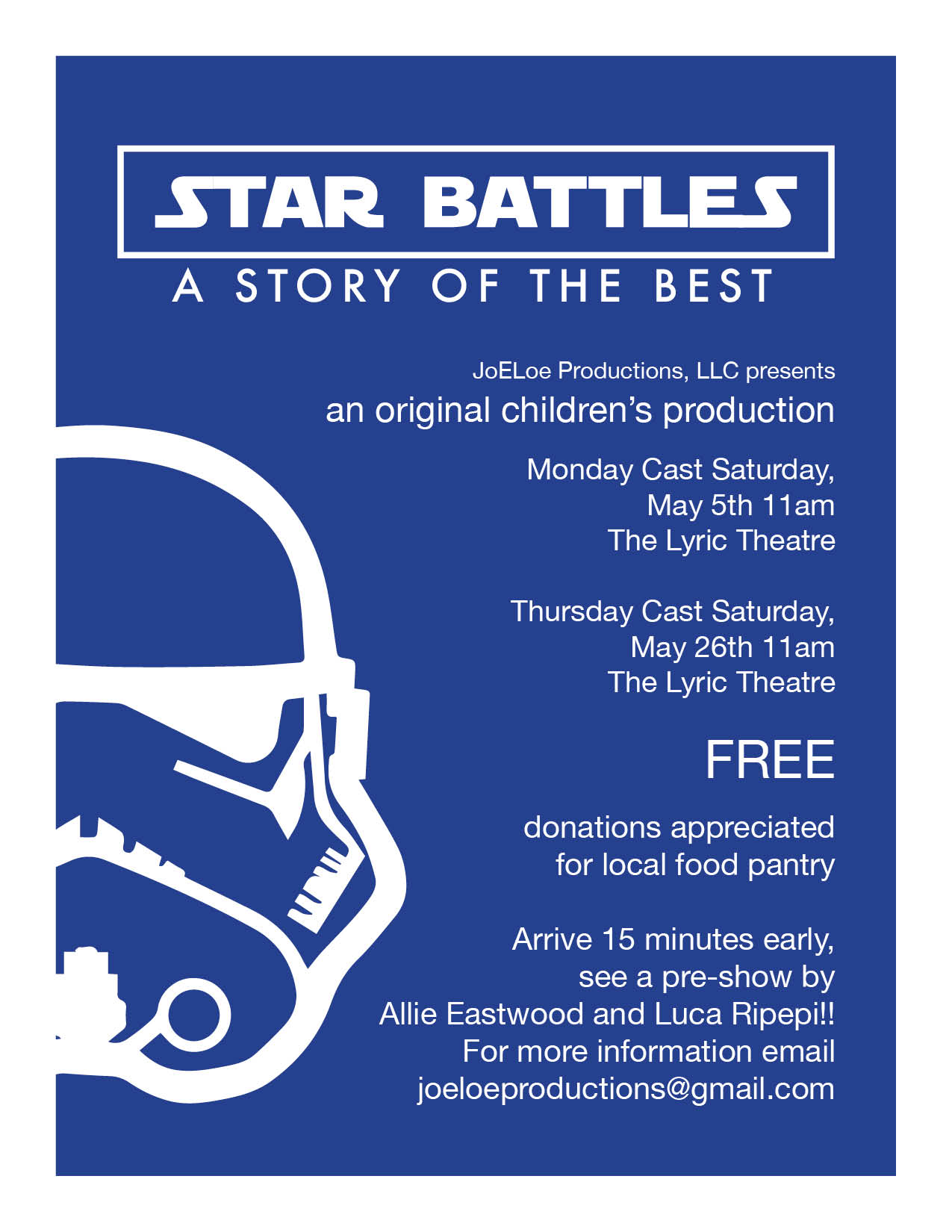 “STAR BATTLES:  A Story of the Best” Original Children’s Play by JoELoe Productions